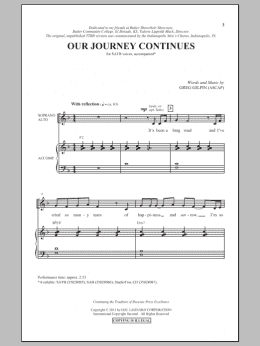 page one of Our Journey Continues (SATB Choir)
