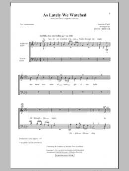 page one of As Lately We Watched (SATB Choir)