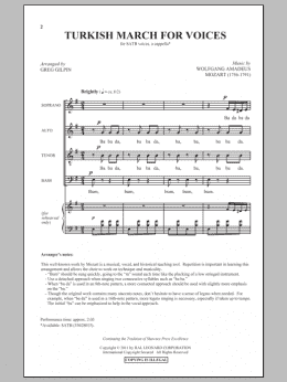page one of Turkish March (arr. Greg Gilpin) (SATB Choir)