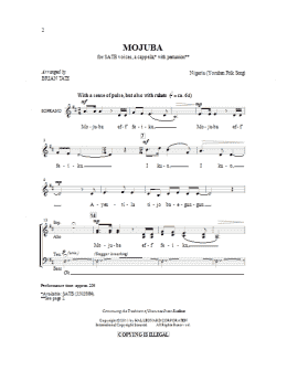 page one of Mojuba (SATB Choir)