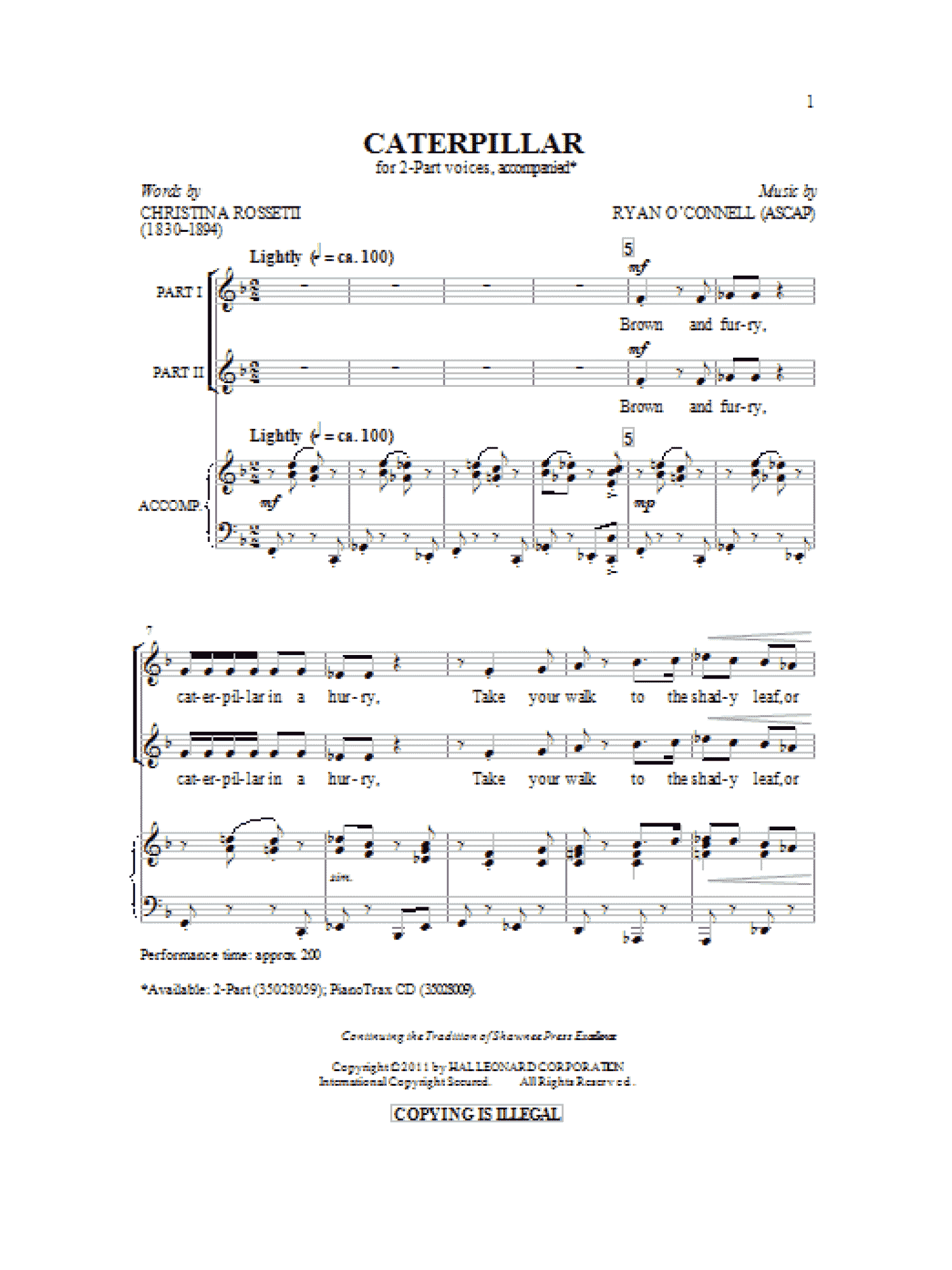 Caterpillar (2-Part Choir)