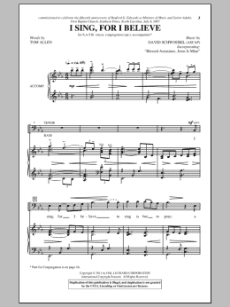 page one of I Sing, For I Believe (SATB Choir)