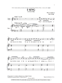 page one of I Sing (SSA Choir)