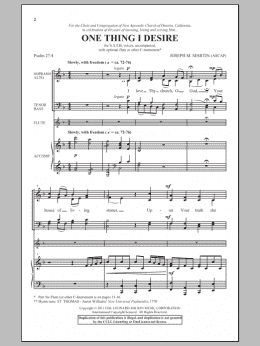 page one of One Thing I Desire (SATB Choir)