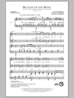 page one of Because Of The Brave (SATB Choir)