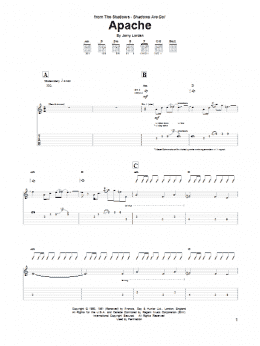 page one of Apache (Guitar Tab)