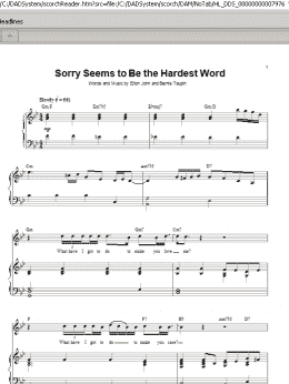 page one of Sorry Seems To Be The Hardest Word (Piano & Vocal)