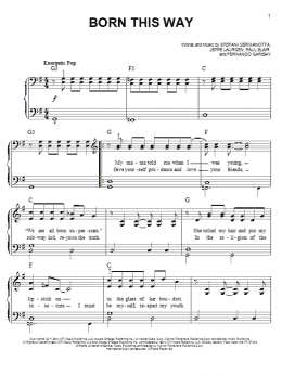 page one of Born This Way (Easy Piano)
