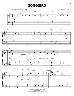 page one of Songbird (Easy Piano)
