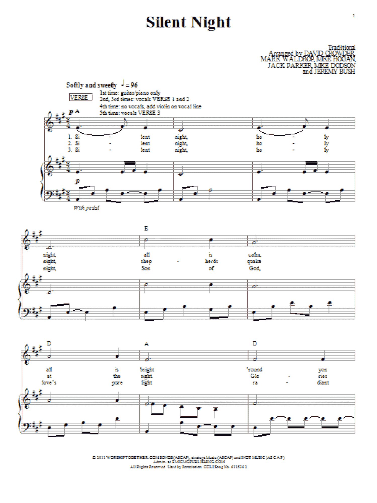 Silent Night (Piano, Vocal & Guitar Chords (Right-Hand Melody))