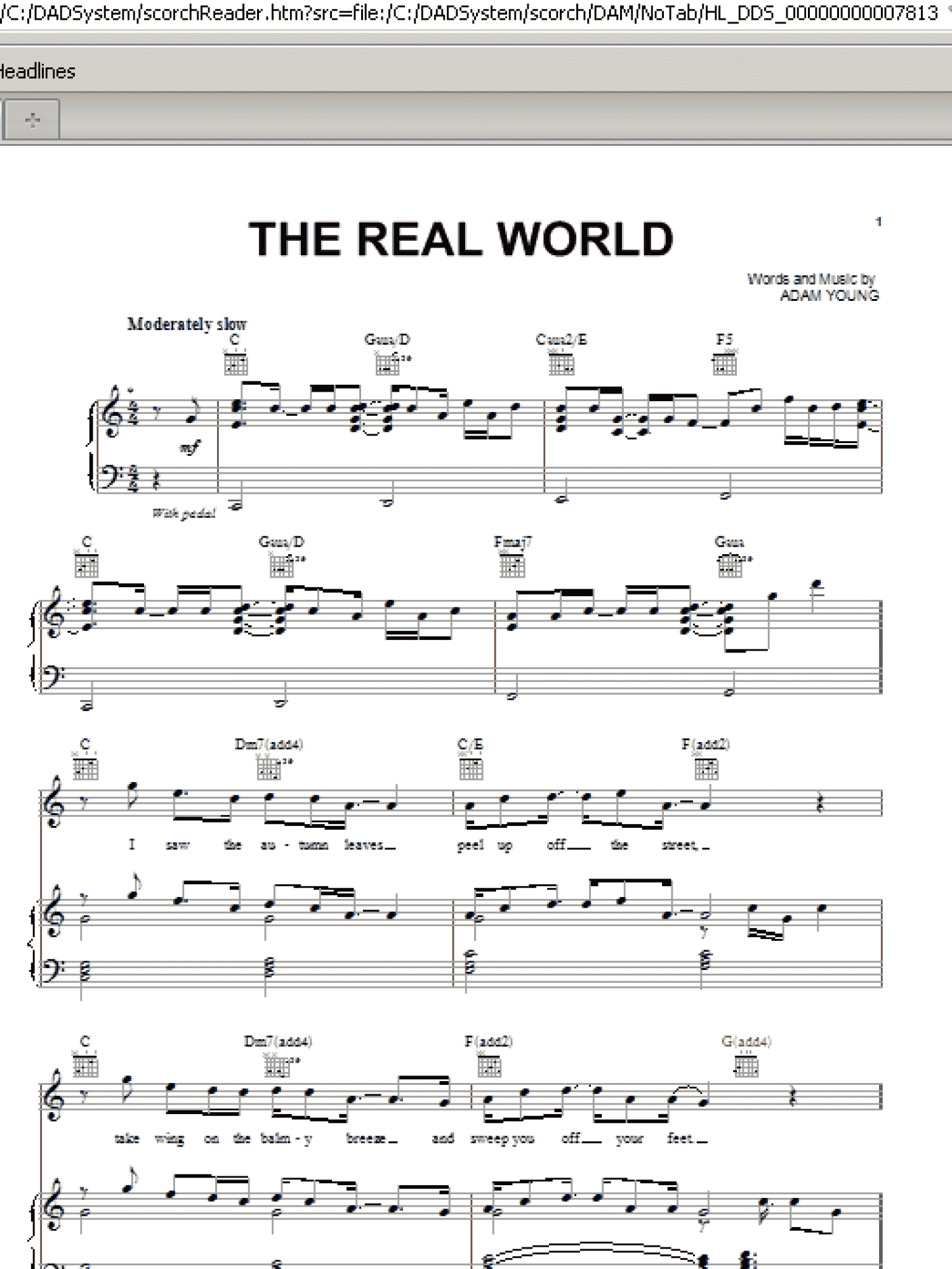 The Real World (Piano, Vocal & Guitar Chords (Right-Hand Melody))