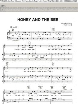 page one of Honey And The Bee (Piano, Vocal & Guitar Chords (Right-Hand Melody))