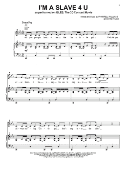 page one of I'm A Slave 4 U (Piano, Vocal & Guitar Chords (Right-Hand Melody))