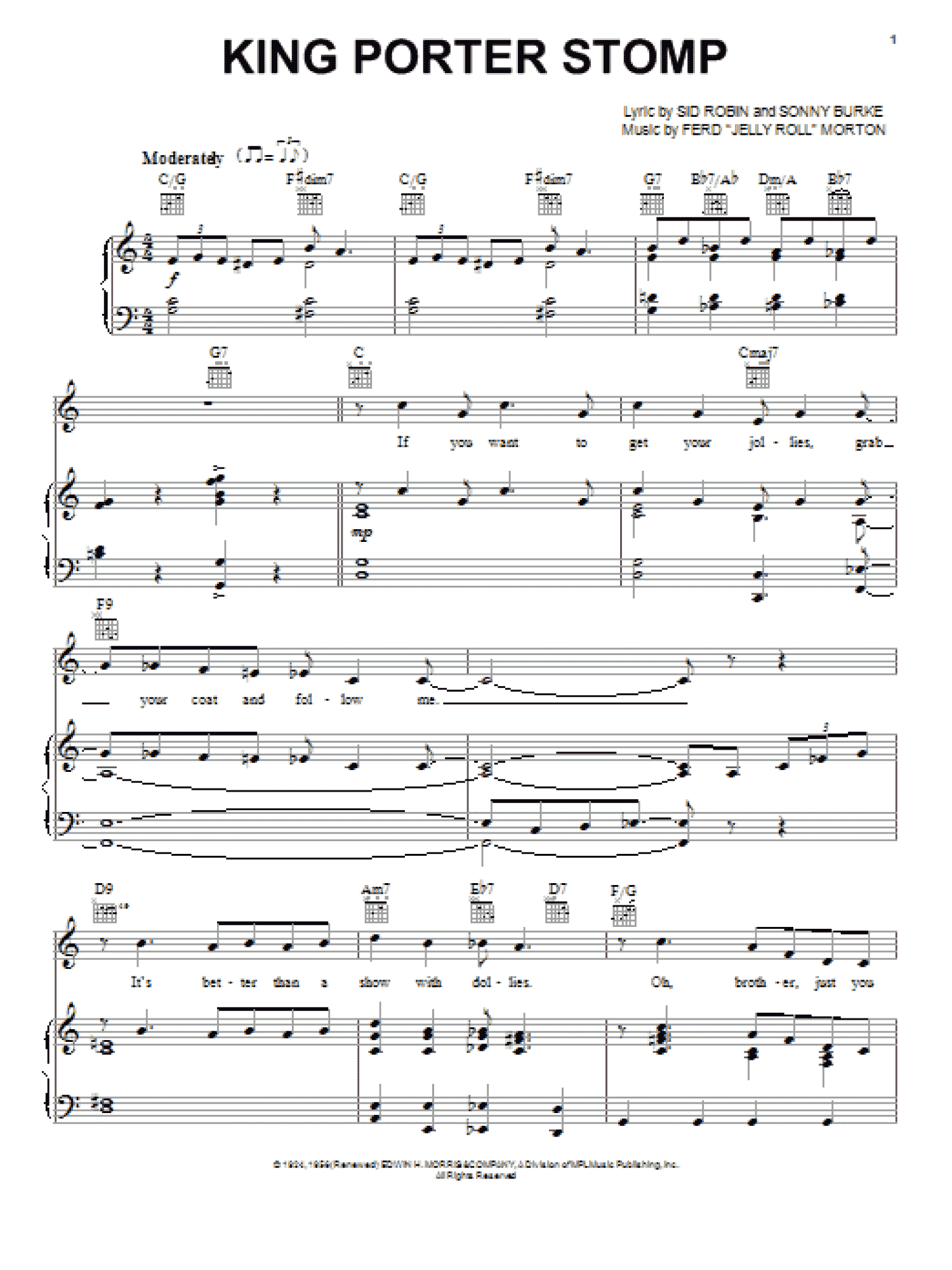 King Porter Stomp (Piano, Vocal & Guitar Chords (Right-Hand Melody))