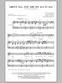 page one of Above All, You Are My All In All (SATB Choir)