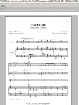 page one of Cover Me (SATB Choir)