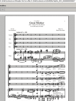 page one of Great Mother (SATB Choir)