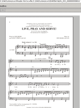 page one of Live, Pray And Serve! (SATB Choir)