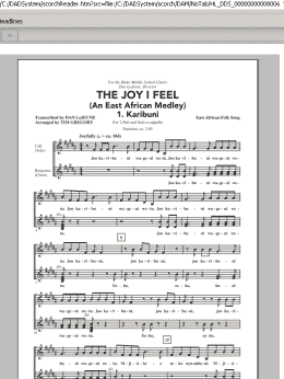 page one of The Joy I Feel (East African Medley) (2-Part Choir)