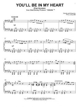 page one of You'll Be In My Heart (Pop Version) (from Tarzan) (Piano Solo)