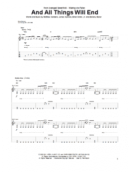 page one of And All Things Will End (Guitar Tab)