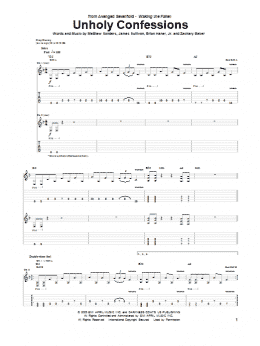 page one of Unholy Confessions (Guitar Tab)