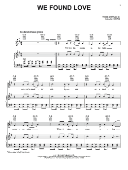 page one of We Found Love (Piano, Vocal & Guitar Chords (Right-Hand Melody))