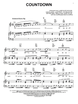page one of Countdown (Piano, Vocal & Guitar Chords (Right-Hand Melody))