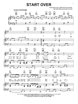 page one of Start Over (Piano, Vocal & Guitar Chords (Right-Hand Melody))