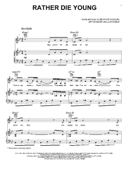 page one of Rather Die Young (Piano, Vocal & Guitar Chords (Right-Hand Melody))