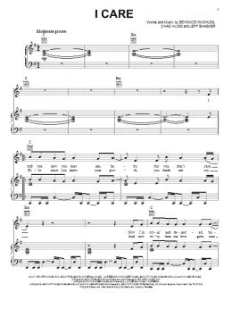 page one of I Care (Piano, Vocal & Guitar Chords (Right-Hand Melody))