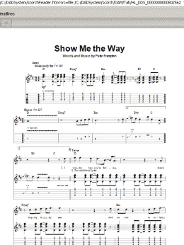 page one of Show Me The Way (Guitar Tab (Single Guitar))