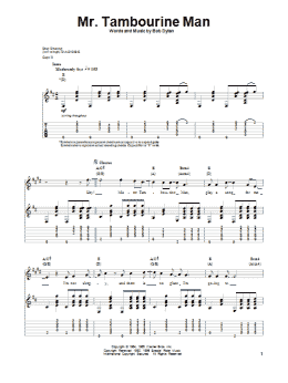 page one of Mr. Tambourine Man (Guitar Tab (Single Guitar))