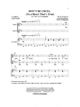 page one of Don't Be Cruel (To A Heart That's True) (2-Part Choir)