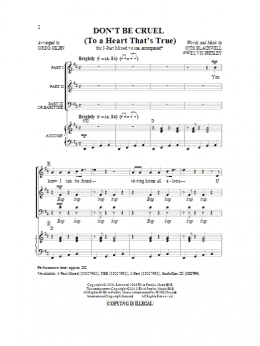 page one of Don't Be Cruel (To A Heart That's True) (3-Part Mixed Choir)