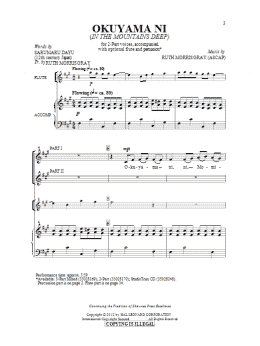 page one of Okuyami Ni (In The Mountains Deep) (2-Part Choir)