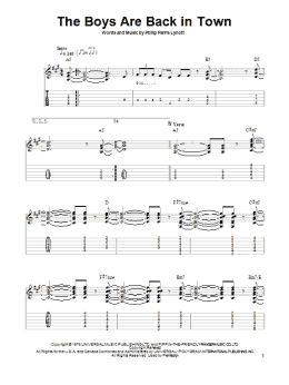 page one of The Boys Are Back In Town (Easy Guitar Tab)