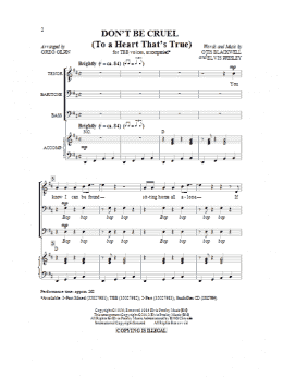 page one of Don't Be Cruel (To A Heart That's True) (TTBB Choir)