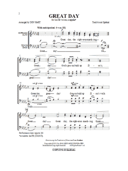page one of Great Day (SATB Choir)