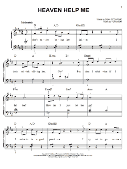 page one of Heaven Help Me (Easy Piano)