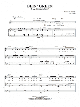 page one of Bein' Green (Piano & Vocal)