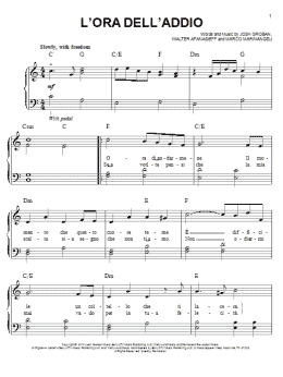 page one of L'Ora Dell'Addio (Easy Piano)