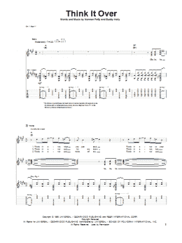 page one of Think It Over (Guitar Tab)