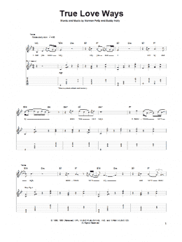 page one of True Love Ways (Guitar Tab)