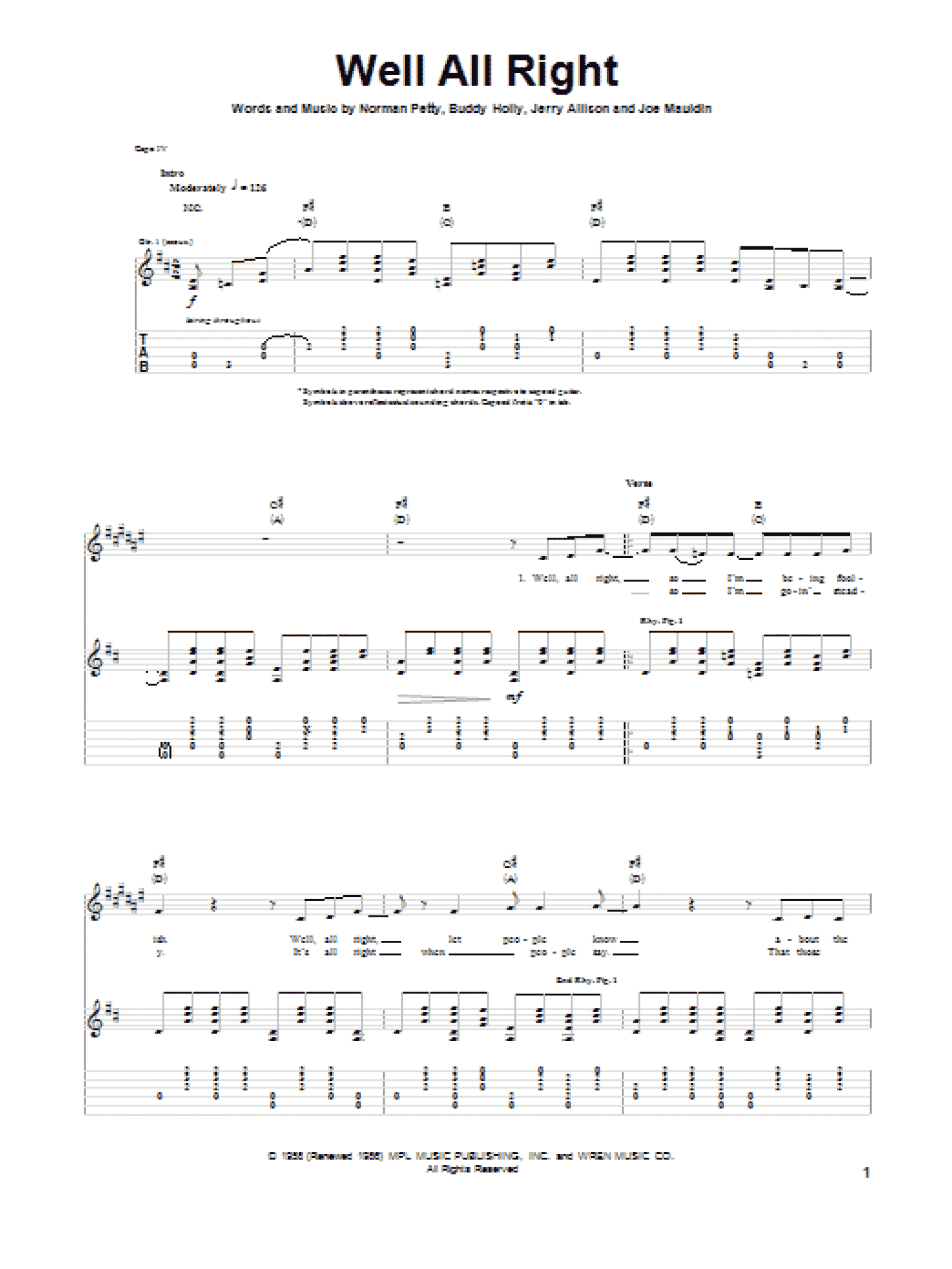 Well All Right (Guitar Tab)