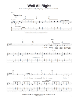 page one of Well All Right (Guitar Tab)