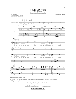 page one of Hineh Ma Tov (TTBB Choir)