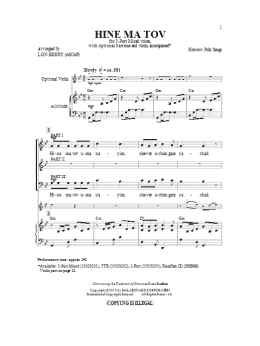 page one of Hineh Ma Tov (3-Part Mixed Choir)