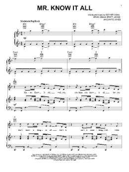 page one of Mr. Know It All (Piano, Vocal & Guitar Chords (Right-Hand Melody))