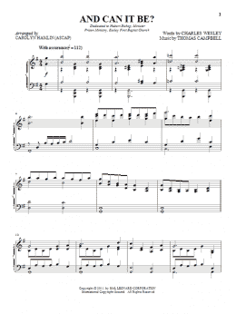 page one of And Can It Be That I Should Gain (Piano Solo)
